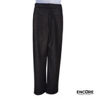 Black Crocodile-Textured Straight-Leg Pants  pants