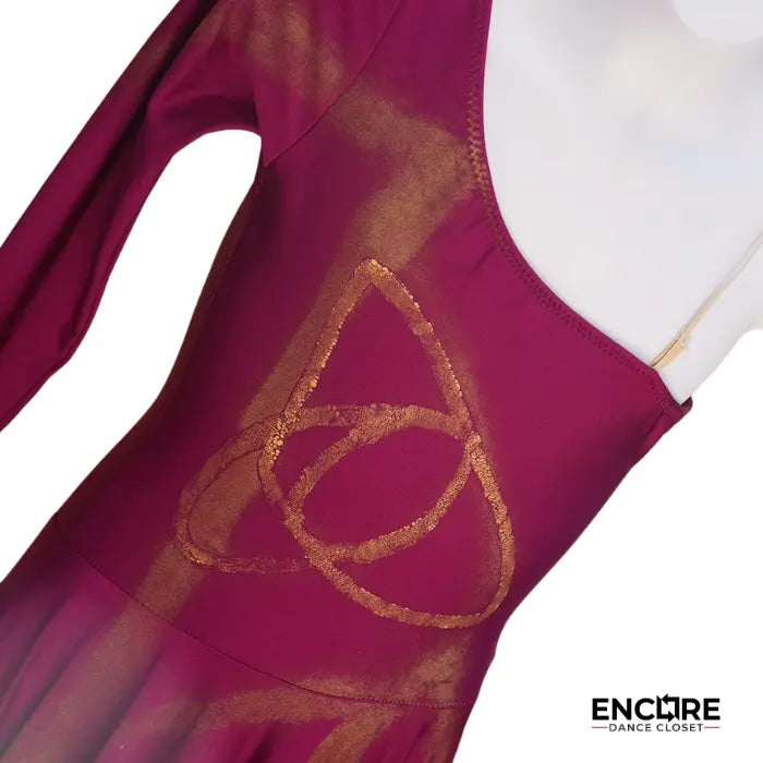 Burgundy and Gold One-Shoulder Long Dress  dress