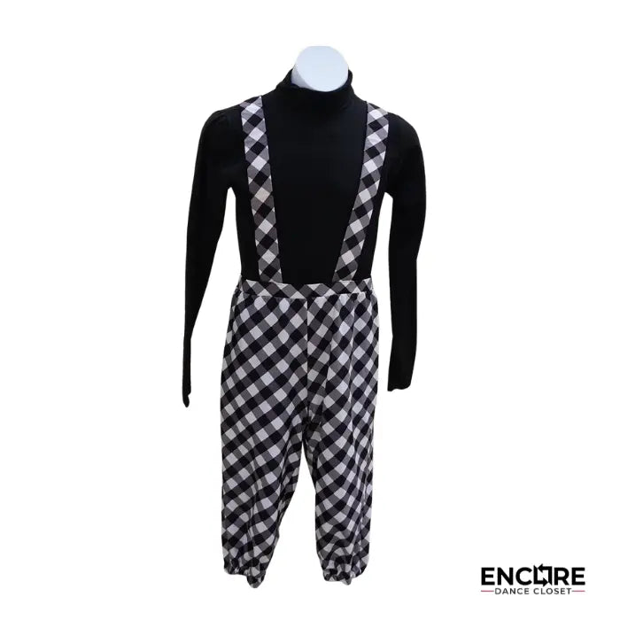 Checkered Overalls Dance Set  two piece