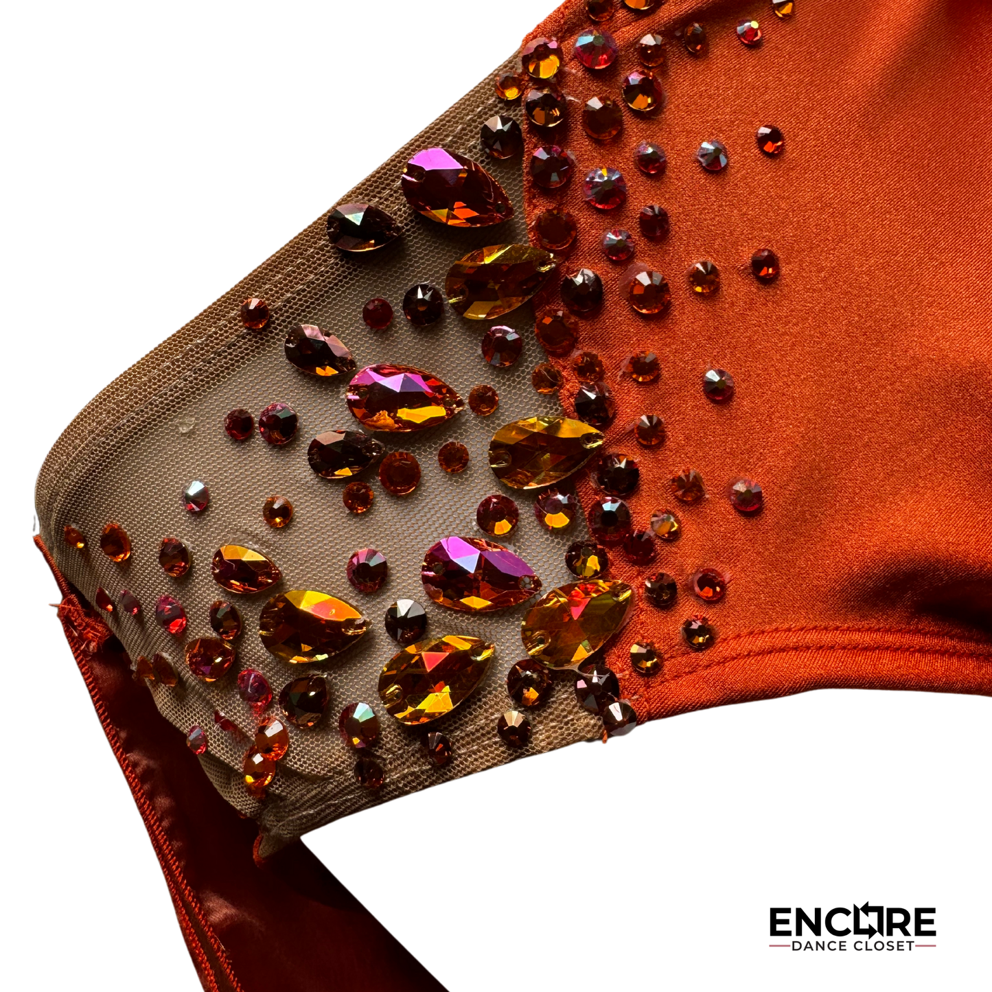 Stunning Burnt Orange Lyrical Two-Piece with Intricate Rhinestone Detailing