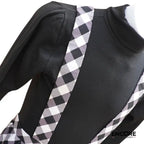 Checkered Overalls Dance Set  two piece