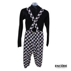 Checkered Overalls Dance Set  two piece