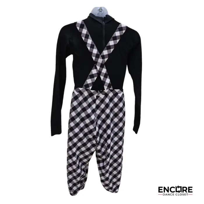Checkered Overalls Dance Set  two piece
