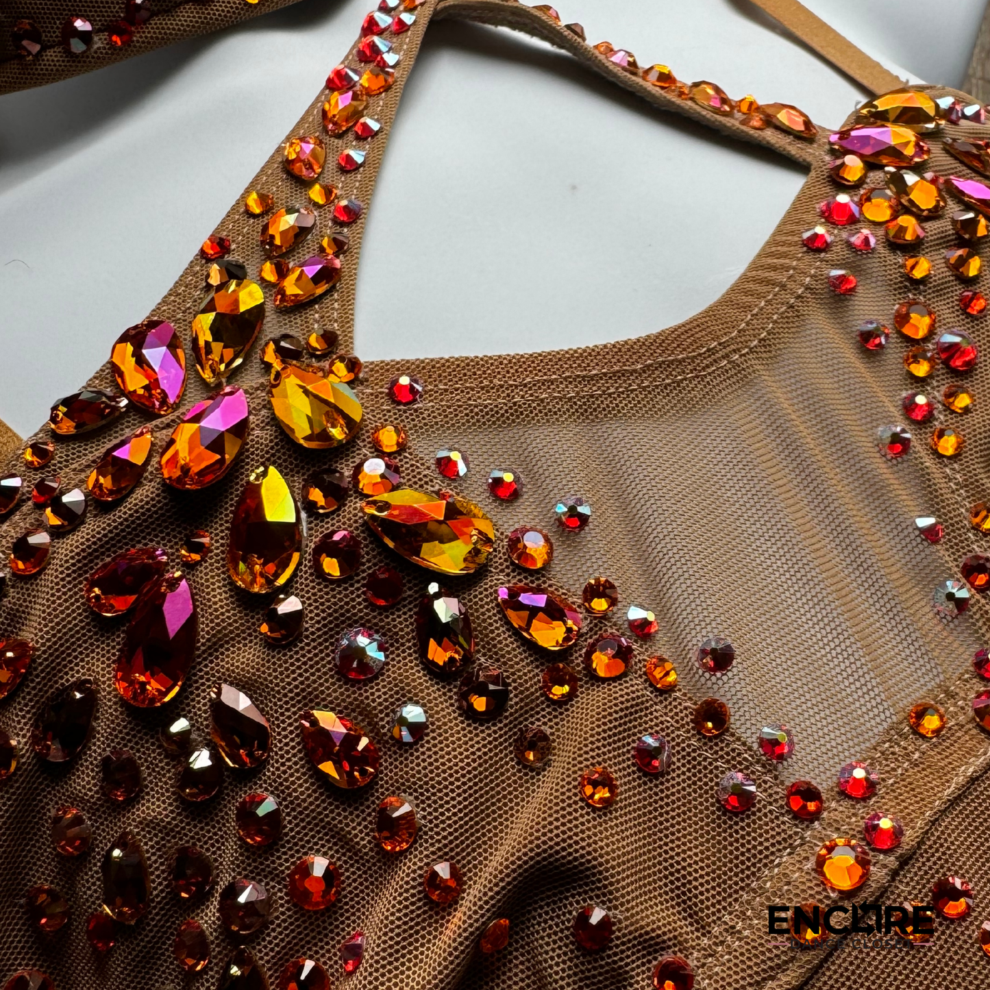 Stunning Burnt Orange Lyrical Two-Piece with Intricate Rhinestone Detailing