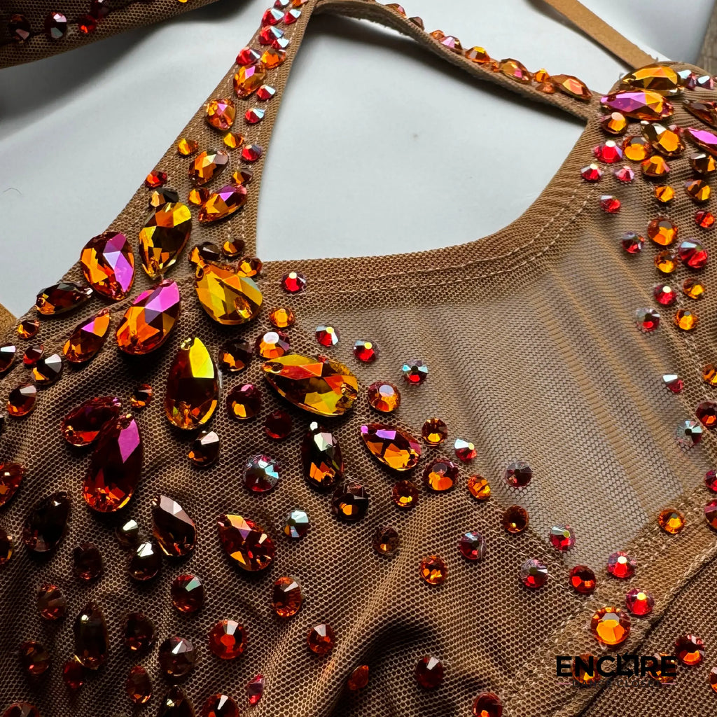 Stunning Burnt Orange Lyrical Two-Piece with Intricate Rhinestone Deta ...
