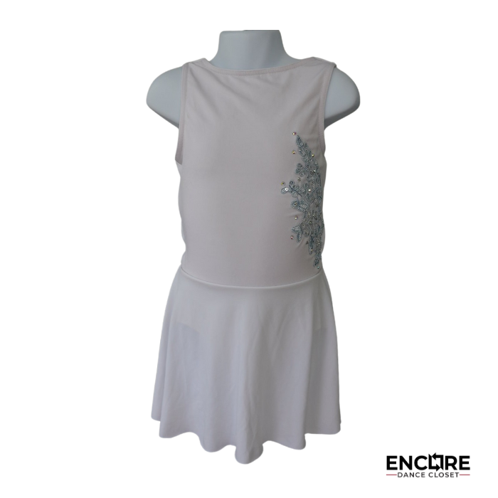 Soft White Lyrical Dress with Rhinestone Appliqué & Flowing Skirt  dress