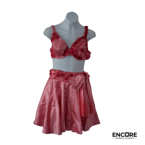 Coral Blossom Floral Two-Piece Dance Costume  two piece