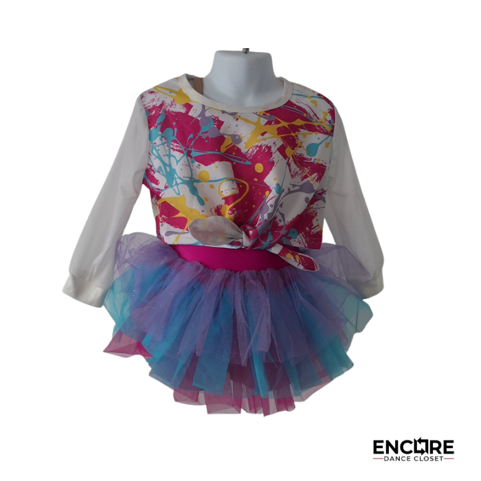 Pink Leotard with Multicolor Tutu Skirt  dress