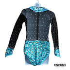 Tuxedo-Inspired Black and Turquoise Leotard  leotard