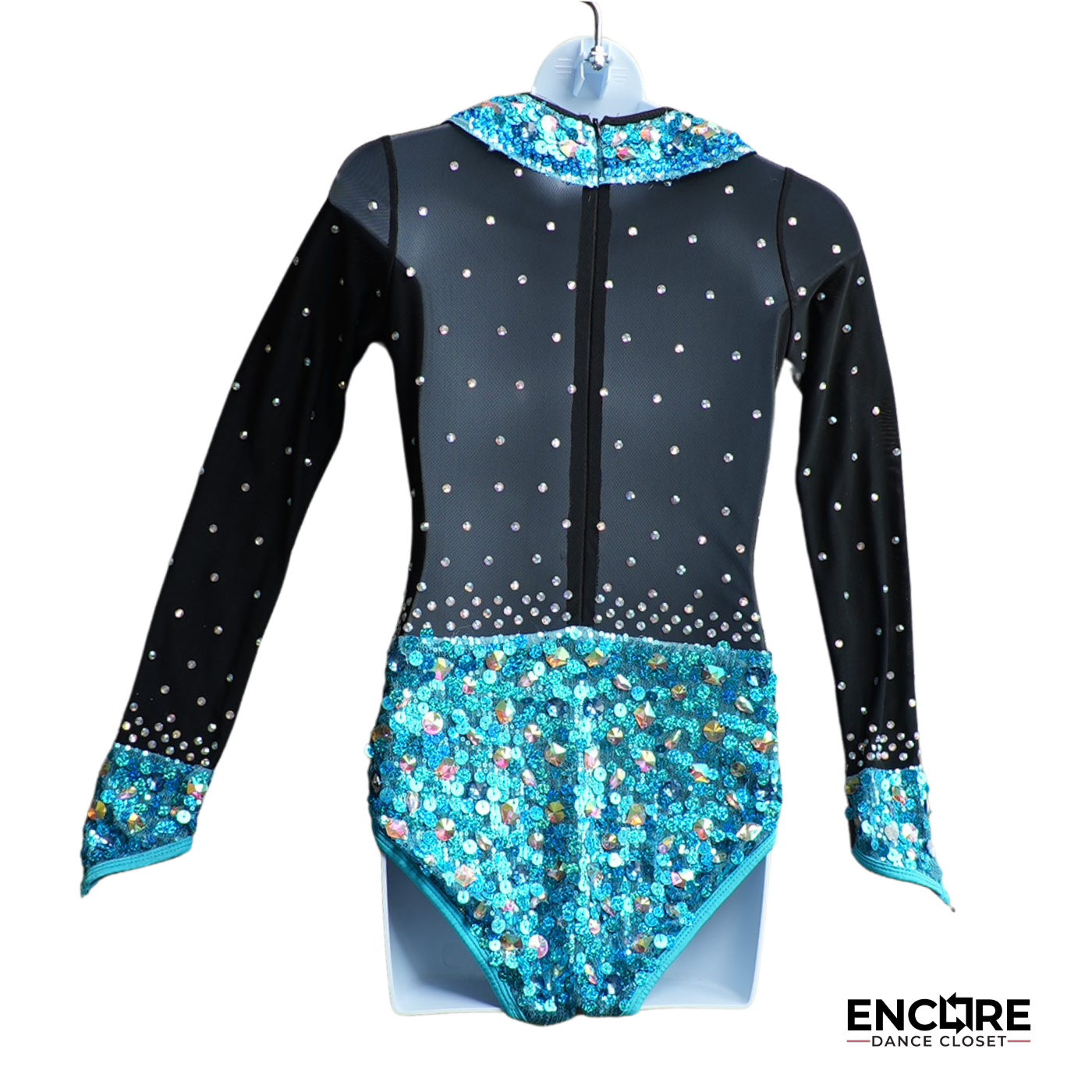 Tuxedo-Inspired Black and Turquoise Leotard