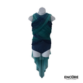 Teal Ombre Draped Lyrical Costume with Mesh Overlay  leotard