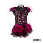 Pink Feather & Sequin Showgirl Costume  biketard
