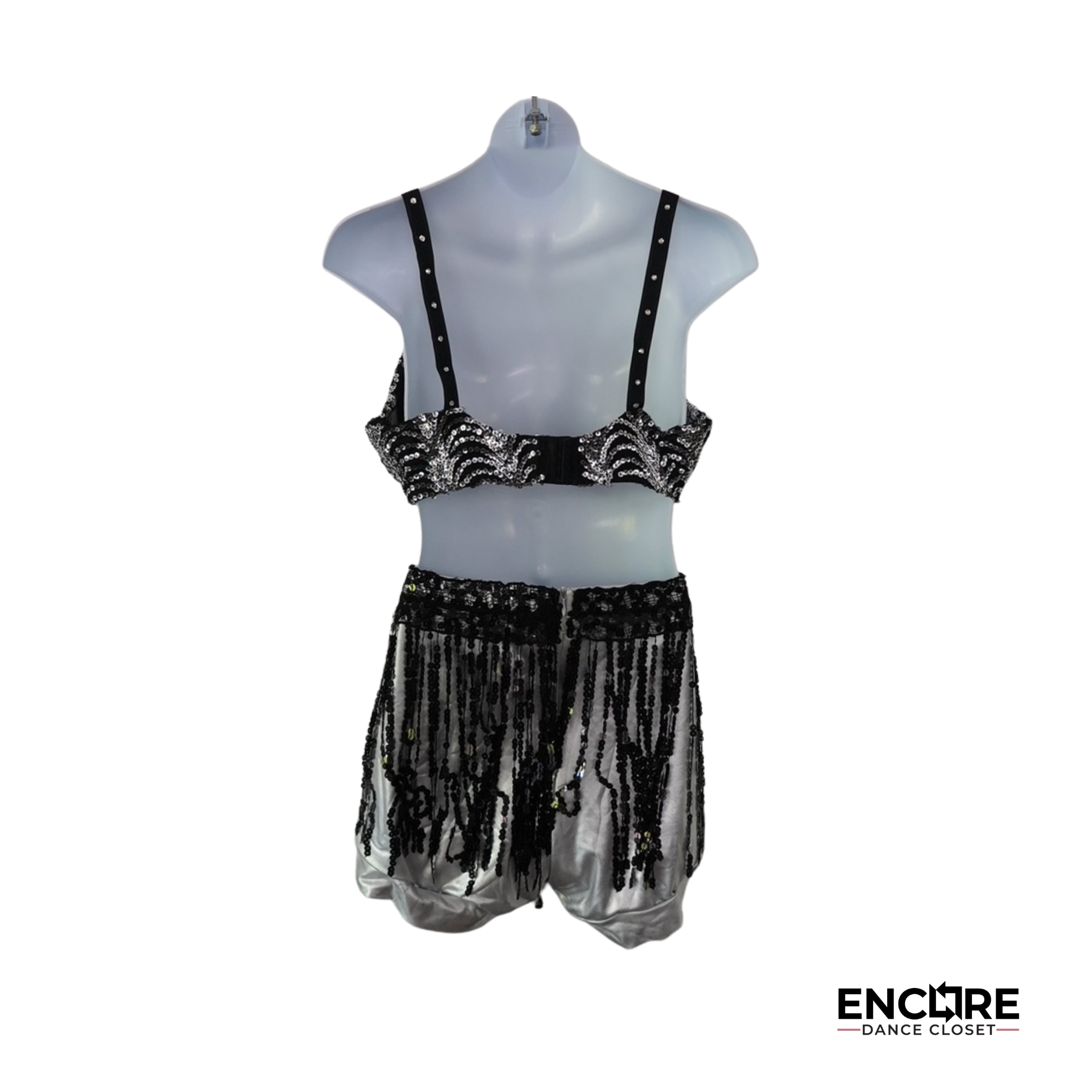 Black & Silver Fringe Sequin Costume  two piece