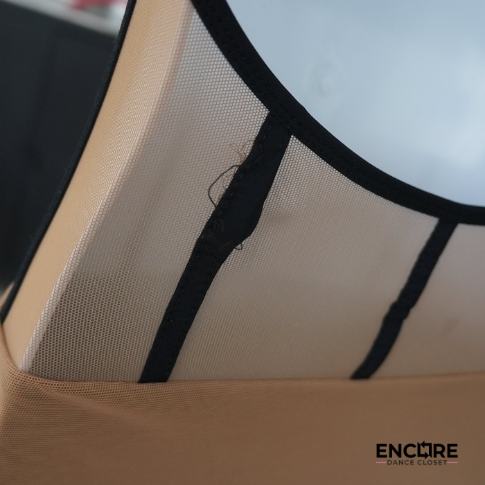 Nude & Black Illusion Mesh Contemporary Dress  unitard