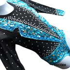 Tuxedo-Inspired Turquoise and Black Leo  leotard