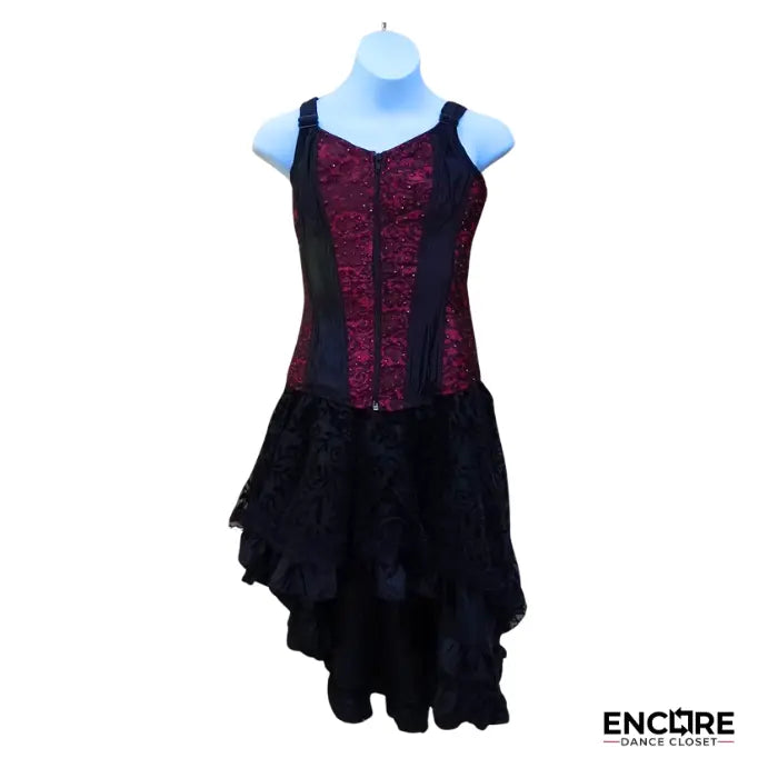 Scarlet Lace Corset Dance Dress  two piece