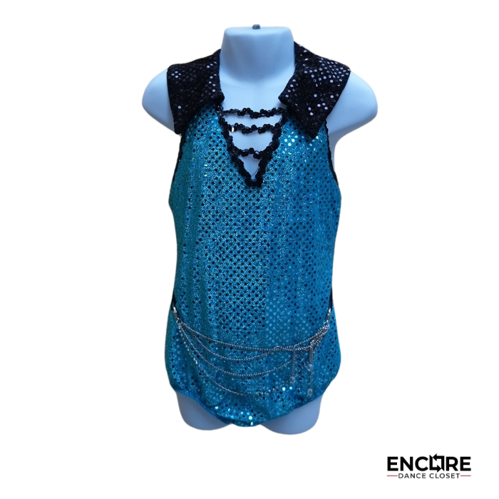 Turquoise Sparkle Halter Leo