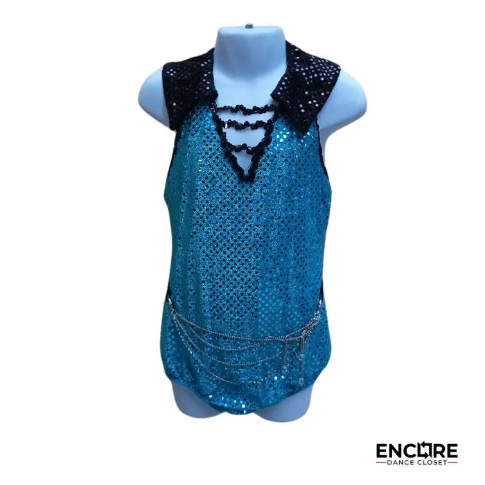 Turquoise Sparkle Halter Leo  leotard