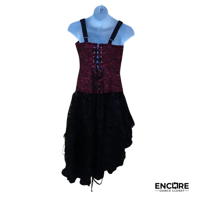Scarlet Lace Corset Dance Dress  two piece