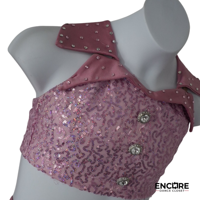 Dusty Pink Two-Piece with Collared Top and Skirt  two piece