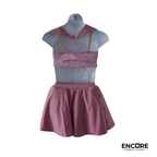 Dusty Pink Two-Piece with Collared Top and Skirt  two piece
