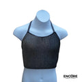 Iridescent Black-Silver Crop Halter Top  top