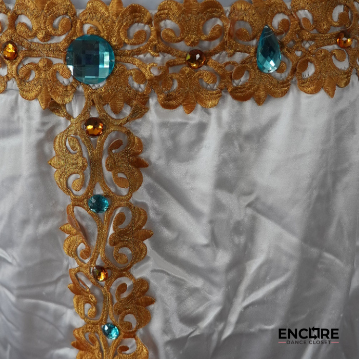 Ivory & Gold Jeweled Two-Piece Dance Costume  two piece