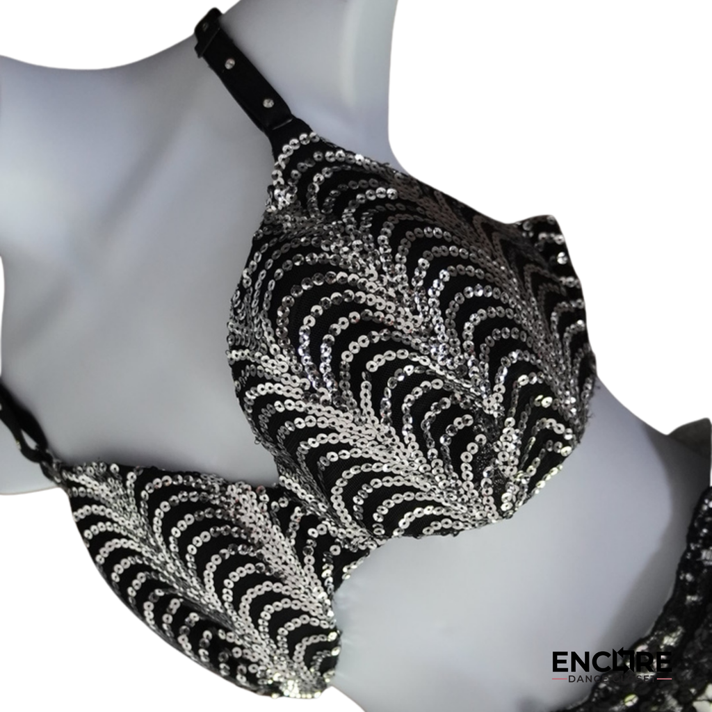 Black & Silver Fringe Sequin Costume  two piece