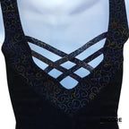 Black Velvet Dress with Rainbow Dot Accents  dress