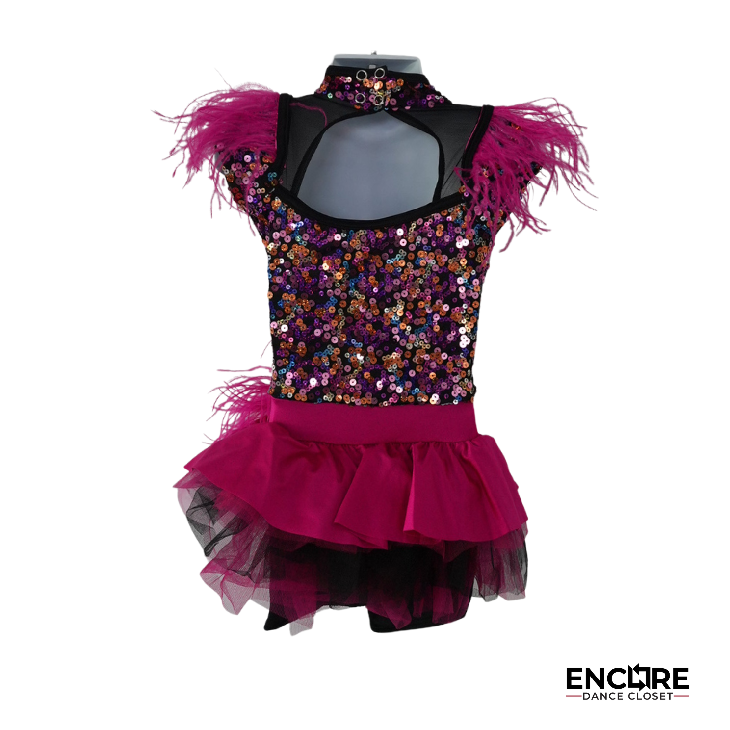 Pink Feather & Sequin Showgirl Costume  biketard
