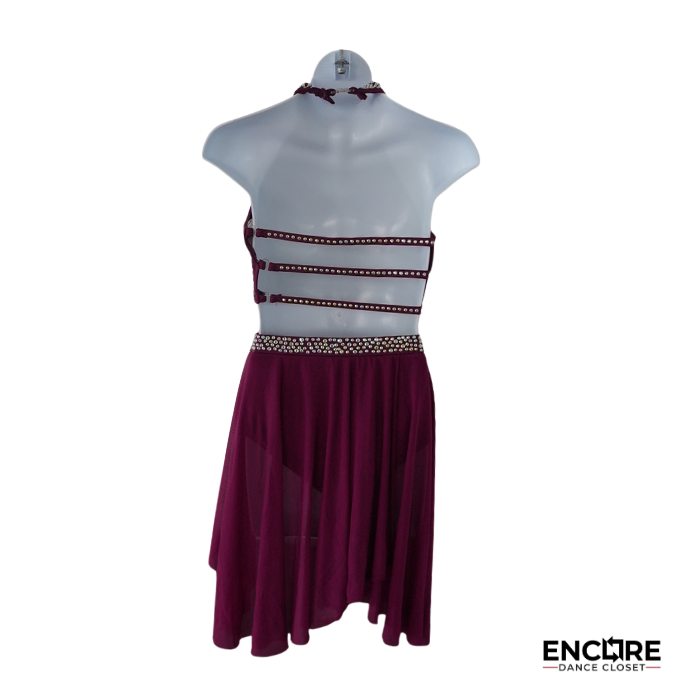 Rhinestone Two-Piece with High Neck and Draped Skirt  two piece