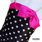 Silky Black Leotard with Polka Dots and Pink Trims  leotard