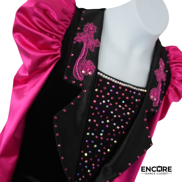 Pink and Black Character Costume with Puff Sleeves  leotard