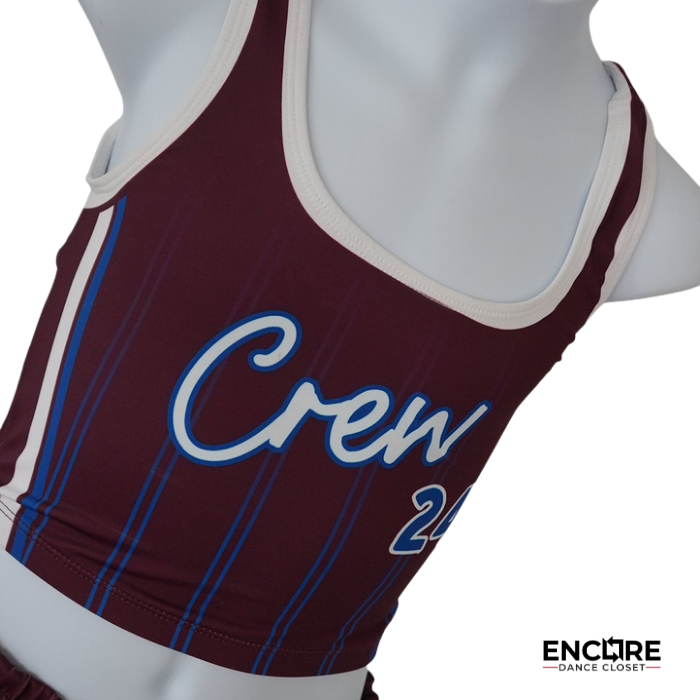 Burgundy Cheer-Style Two-Piece “Crew” Costume  two piece