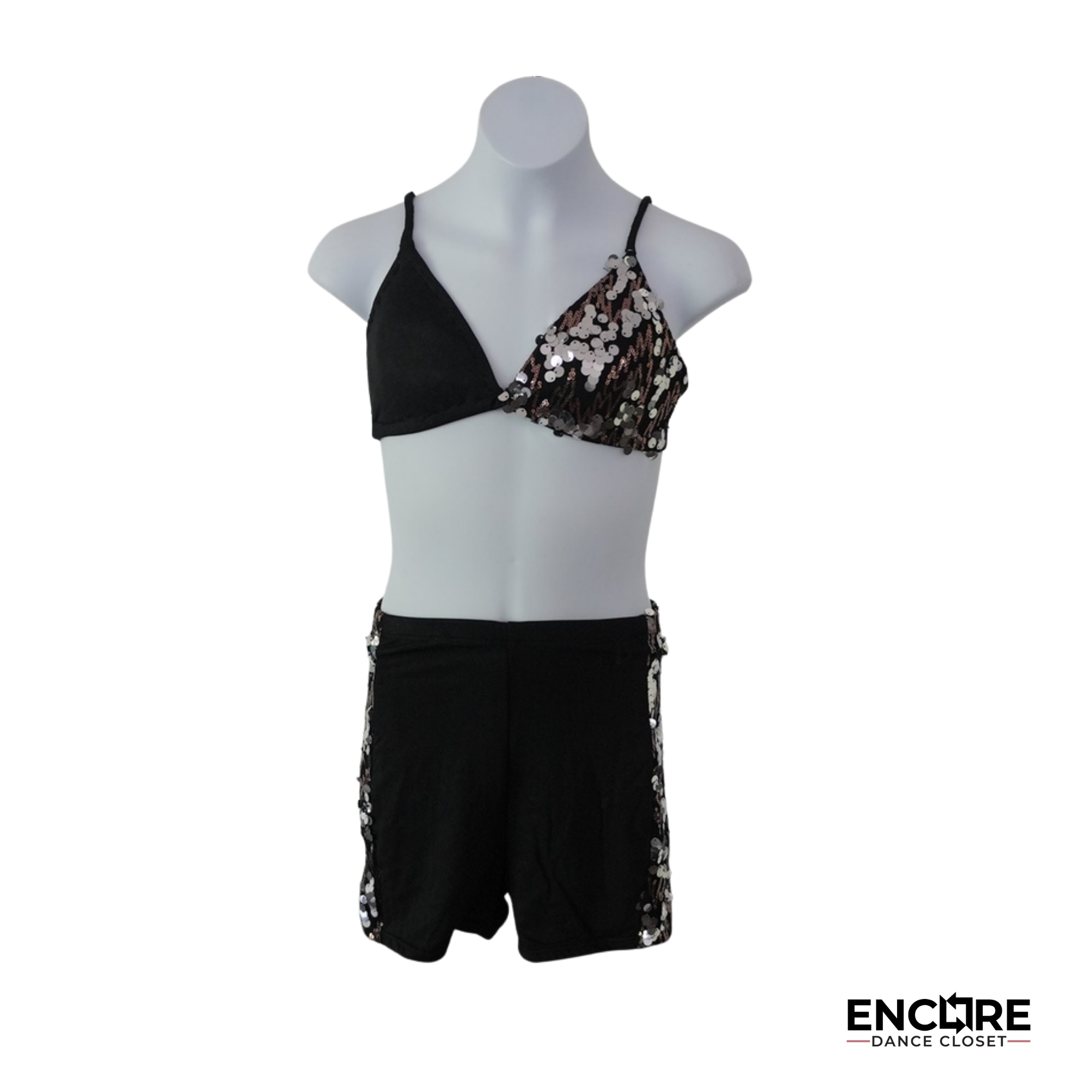 Black & Rose Gold Sequin Two-Piece Costume  two piece