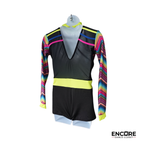 Rainbow Chevron Long Sleeve Dance Biketard with Neon Accents  biketard