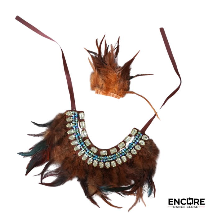 Slate Blue Lyrical Costume with Feathered Collar  leotard