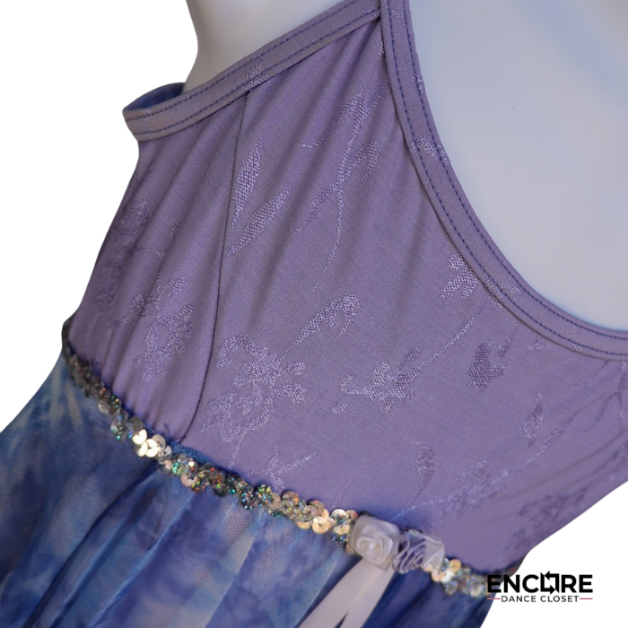 Purple Leotard with Blue Tie-Dye Mesh Skirt
