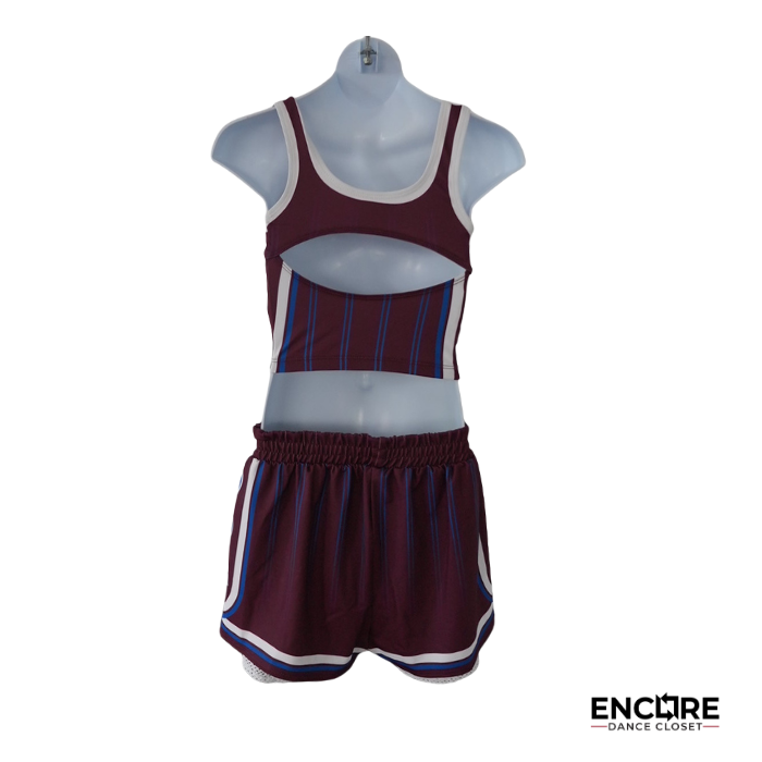 Burgundy Cheer-Style Two-Piece “Crew” Costume  two piece