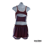 Burgundy Cheer-Style Two-Piece “Crew” Costume  two piece