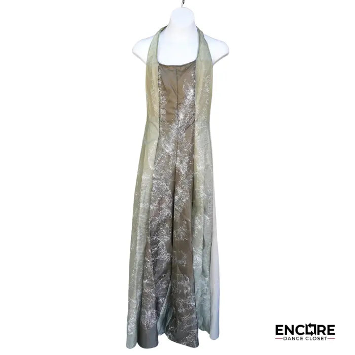 Olive Green and White Taffeta Unitard with Culottes  unitard