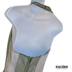 Olive Green and White Taffeta Unitard with Culottes  unitard