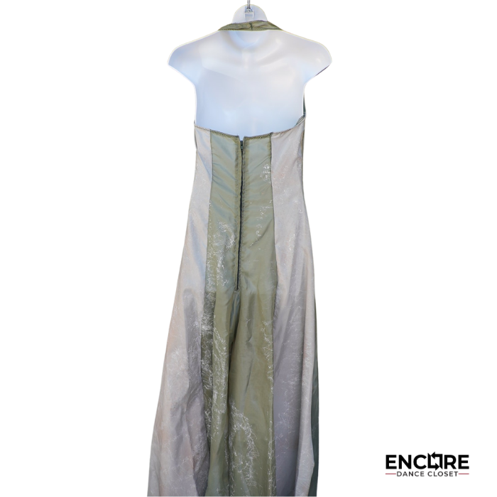 Olive Green and White Taffeta Unitard with Culottes