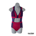 Pink and Purple Mesh Two-Piece with Rhinestone Detail  leotard