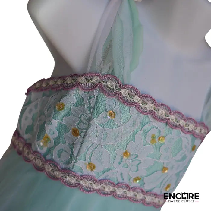 Aqua Leotard with Mesh Dress  dress