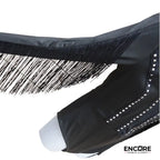 Black Fringe & Studded Mesh Long-Sleeve Leo  leotard
