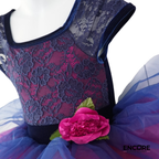 Navy & Magenta Lace Tutu Dress with Floral Detail  dress