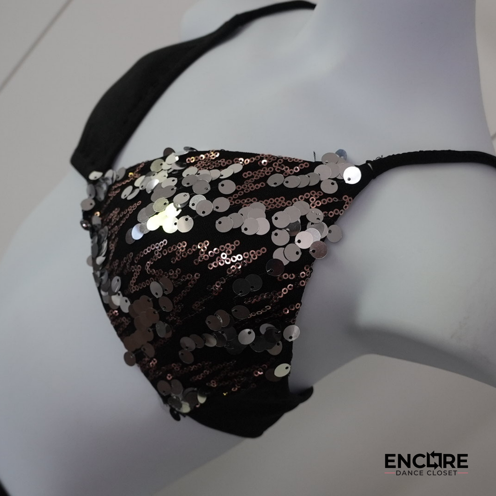 Black & Rose Gold Sequin Two-Piece Costume  two piece
