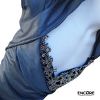 Blue Silk Onesie with Silver Applique  biketard