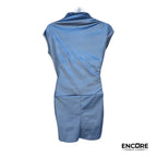 Blue Silk Onesie with Silver Applique  biketard